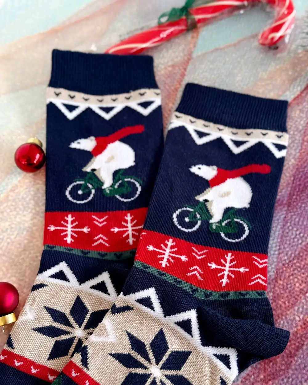 Bisikletli Kutup Ayısı Yılbaşı Çorabı