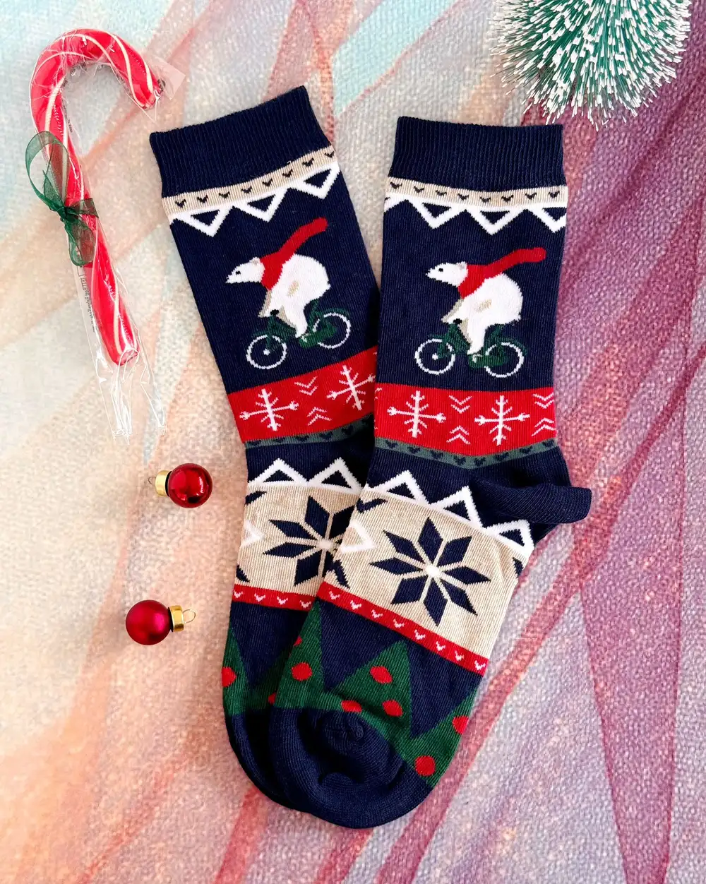 Bisikletli Kutup Ayısı Yılbaşı Çorabı