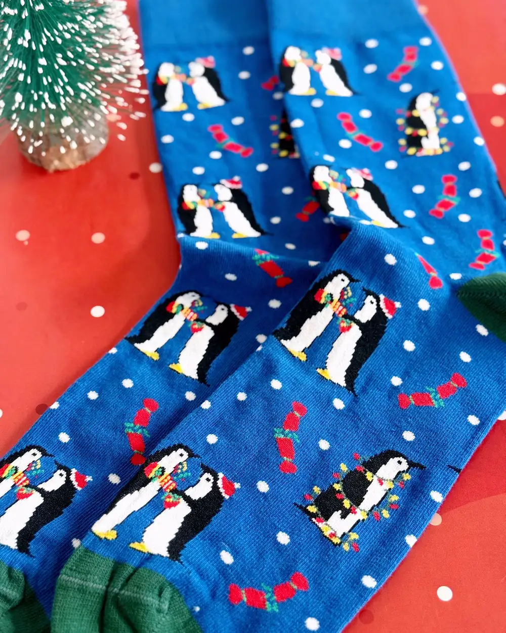 Penguenli Lacivert Yılbaşı Erkek Çorabı