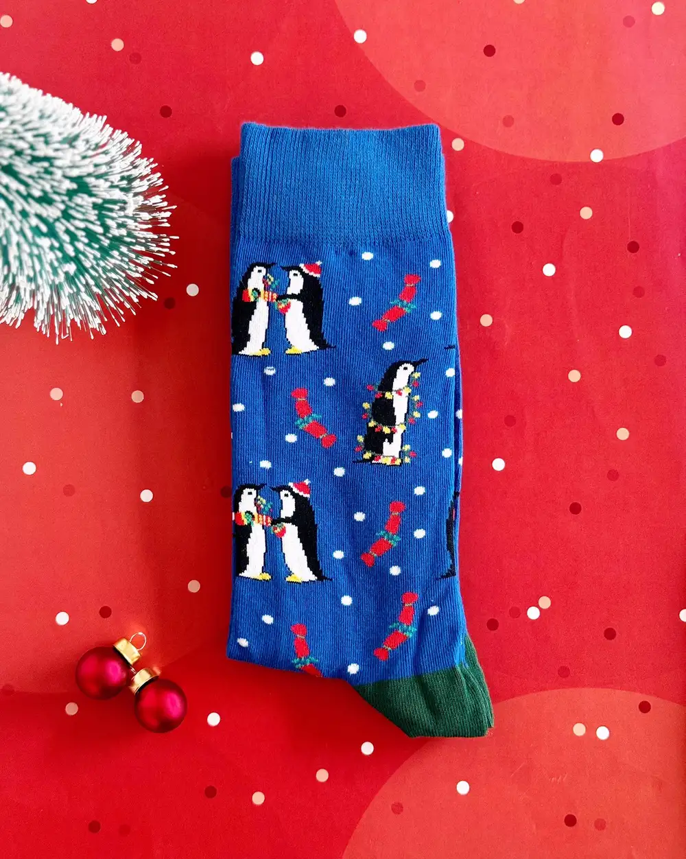 Penguenli Lacivert Yılbaşı Erkek Çorabı