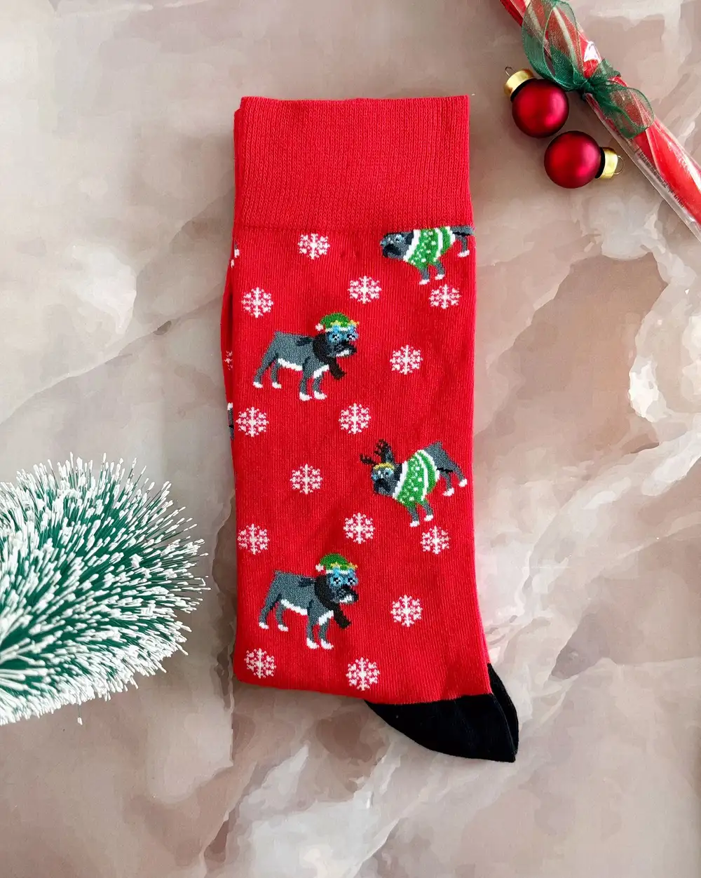 Köpekli Yılbaşı Erkek Çorabı