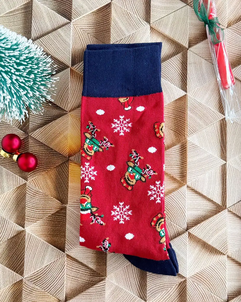 Geyikli Yılbaşı Temalı Erkek Çorabı