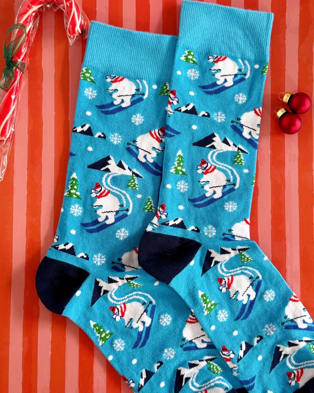 Kutup Ayısı Kayakta Yılbaşı Erkek Çorabı