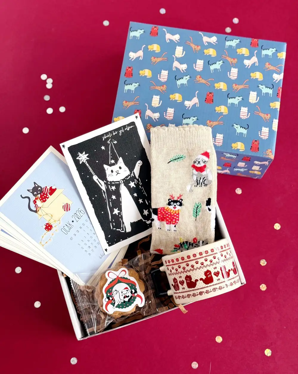 Vintage Kedili Yılbaşı Hediye Kutusu