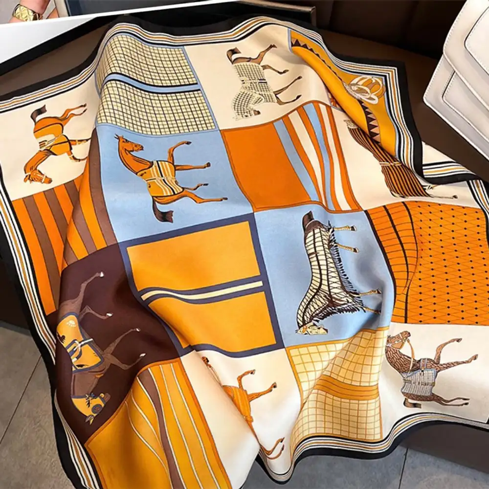 Horses Geometric Saten Fular