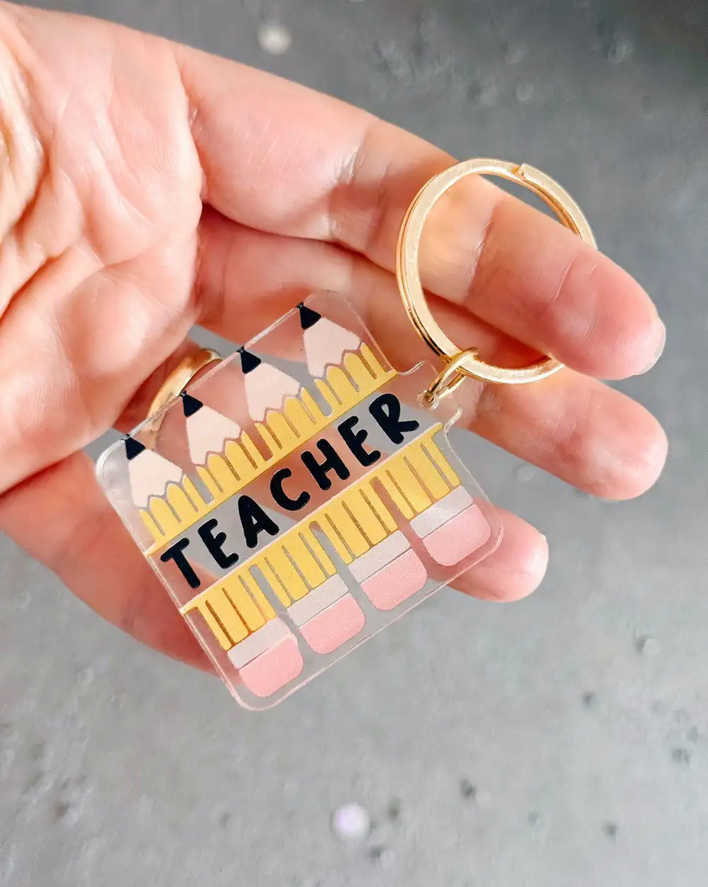 Teacher Sarı Kurşun Kalem Hediyelik Anahtarlık