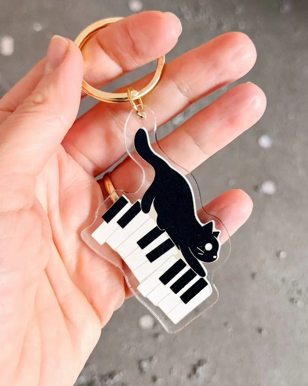 Müzisyen Kedili Piyano Anahtarlık
