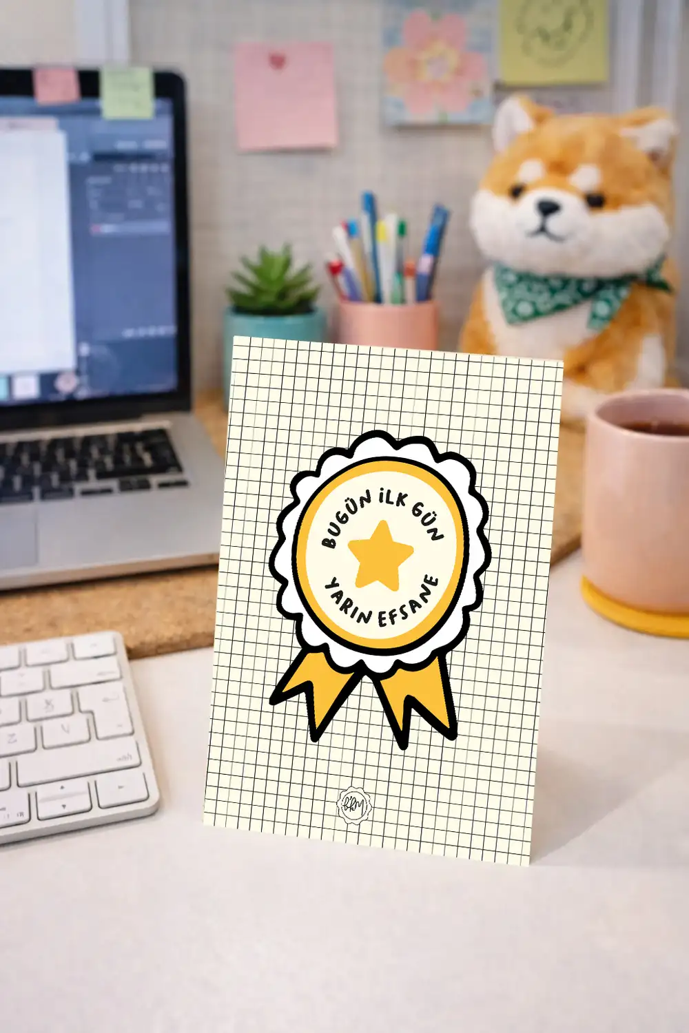 Bugün İlk Gün Yarın Efsane Yeni İş Tebrik Kartı Kartpostal