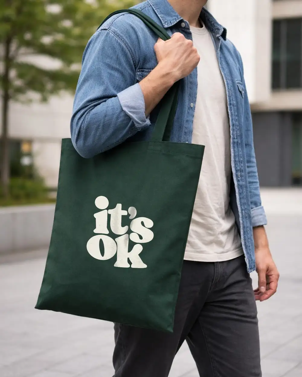 It's Ok Yeşil Bez Çanta