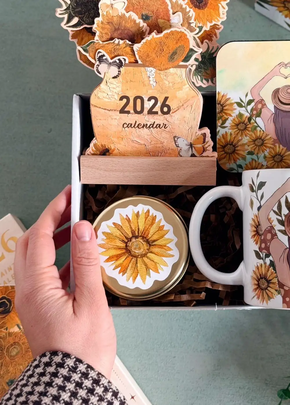 Ayçiçeği Metal Kutuda Hediyelik Mum