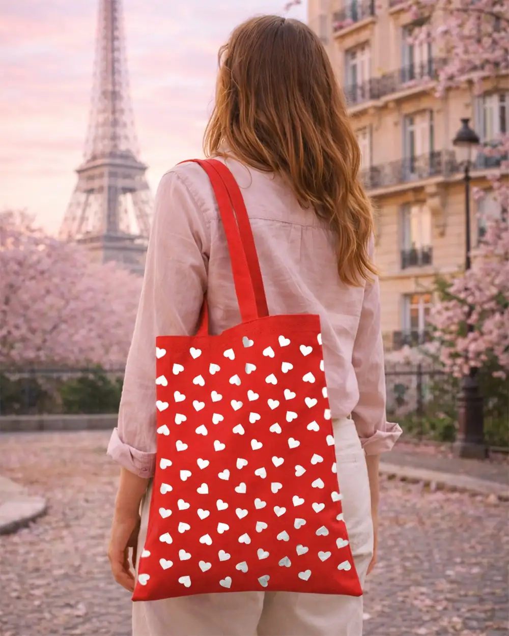 Kalpli Kırmızı Bez Çanta