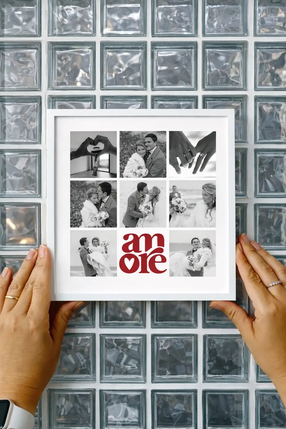 Kişiye Özel Fotoğraf Baskısı Sök Tak Kare Yapışan Beyaz Çerçeve 20 x 20 cm - Amore