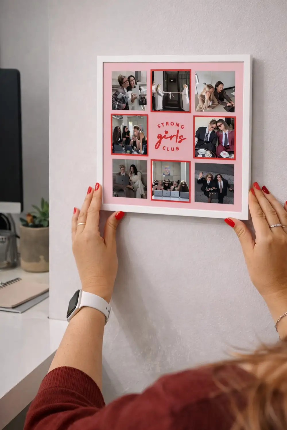 Strong Girls Club Kişiye Özel Fotoğraf Baskısı Sök Tak Kare Yapışan Beyaz Çerçeve 20 x 20 cm