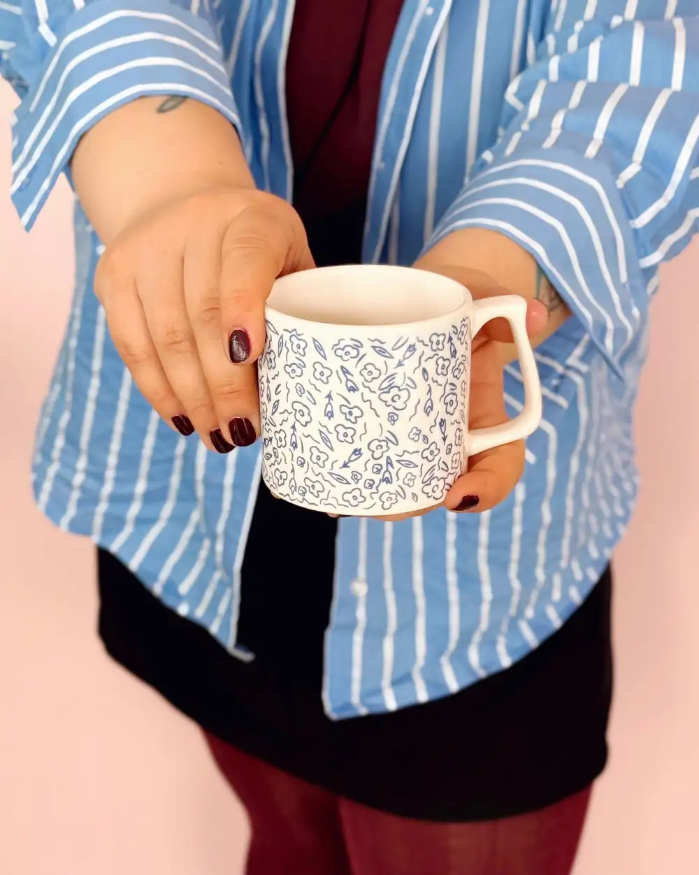 Feel Mavi Çiçekler Kupa Bardak