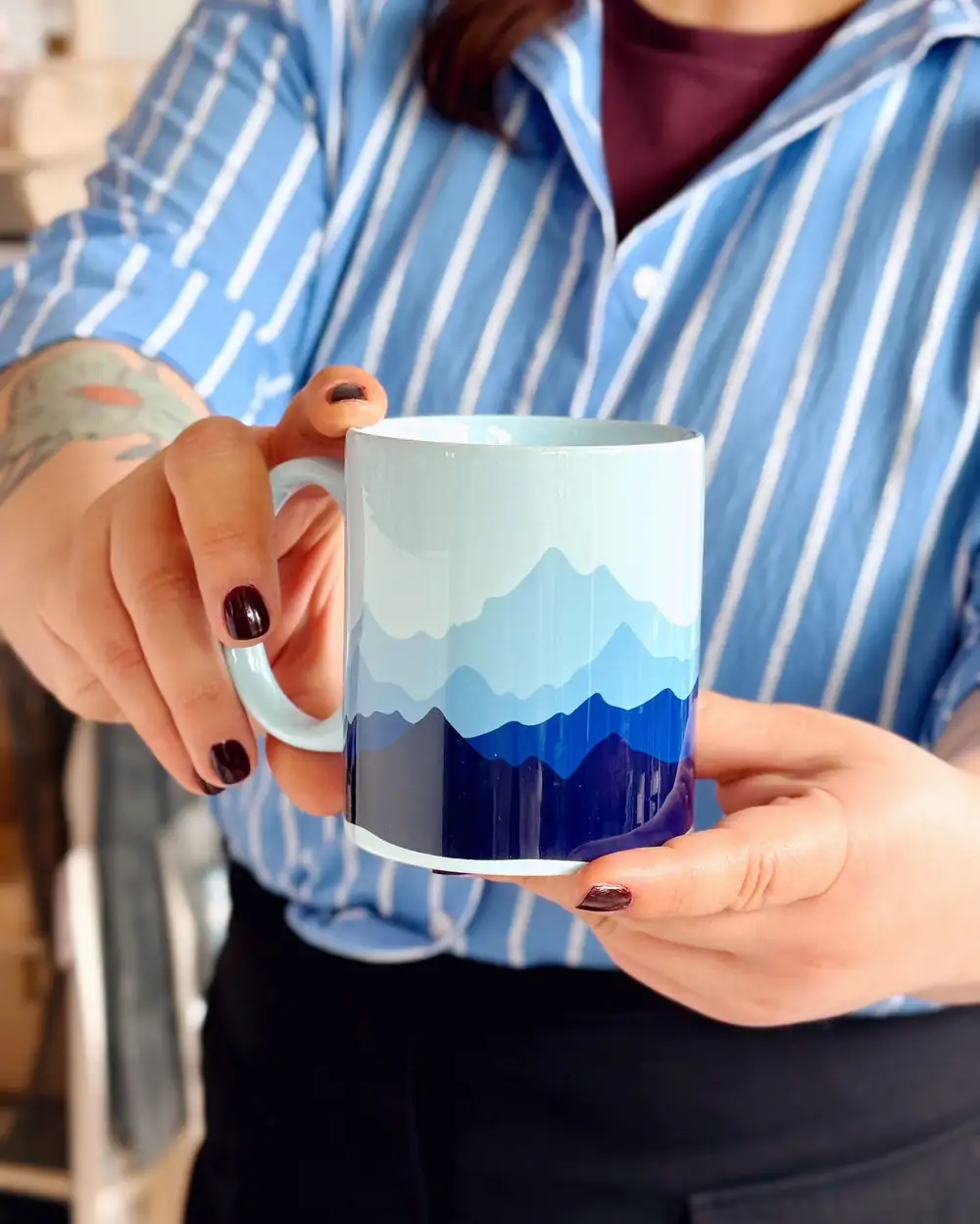 Kış Manzarası Buz Mavi Kupa Bardak