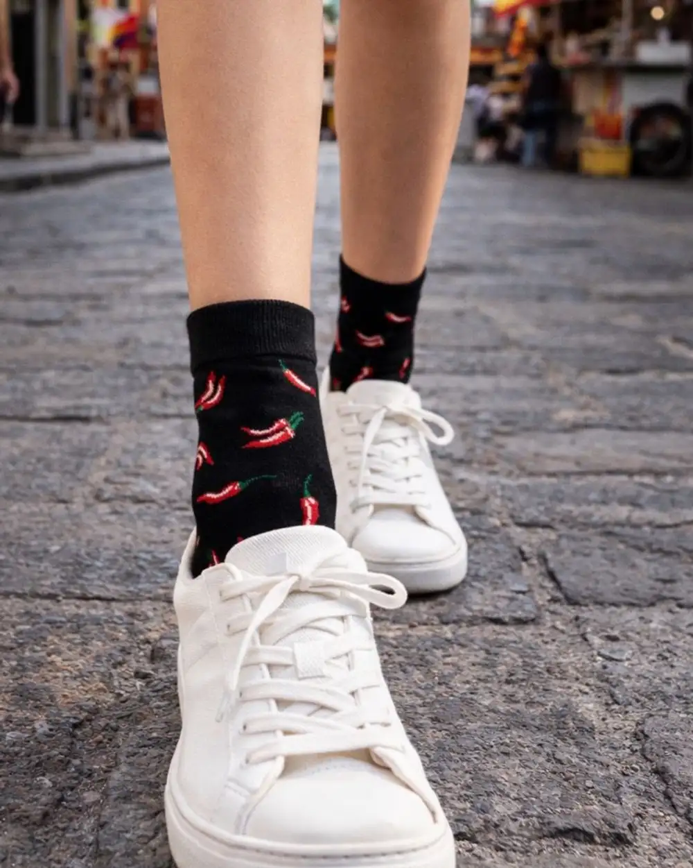 Şans Biberi Kırmızı Biber Desenli Çorap