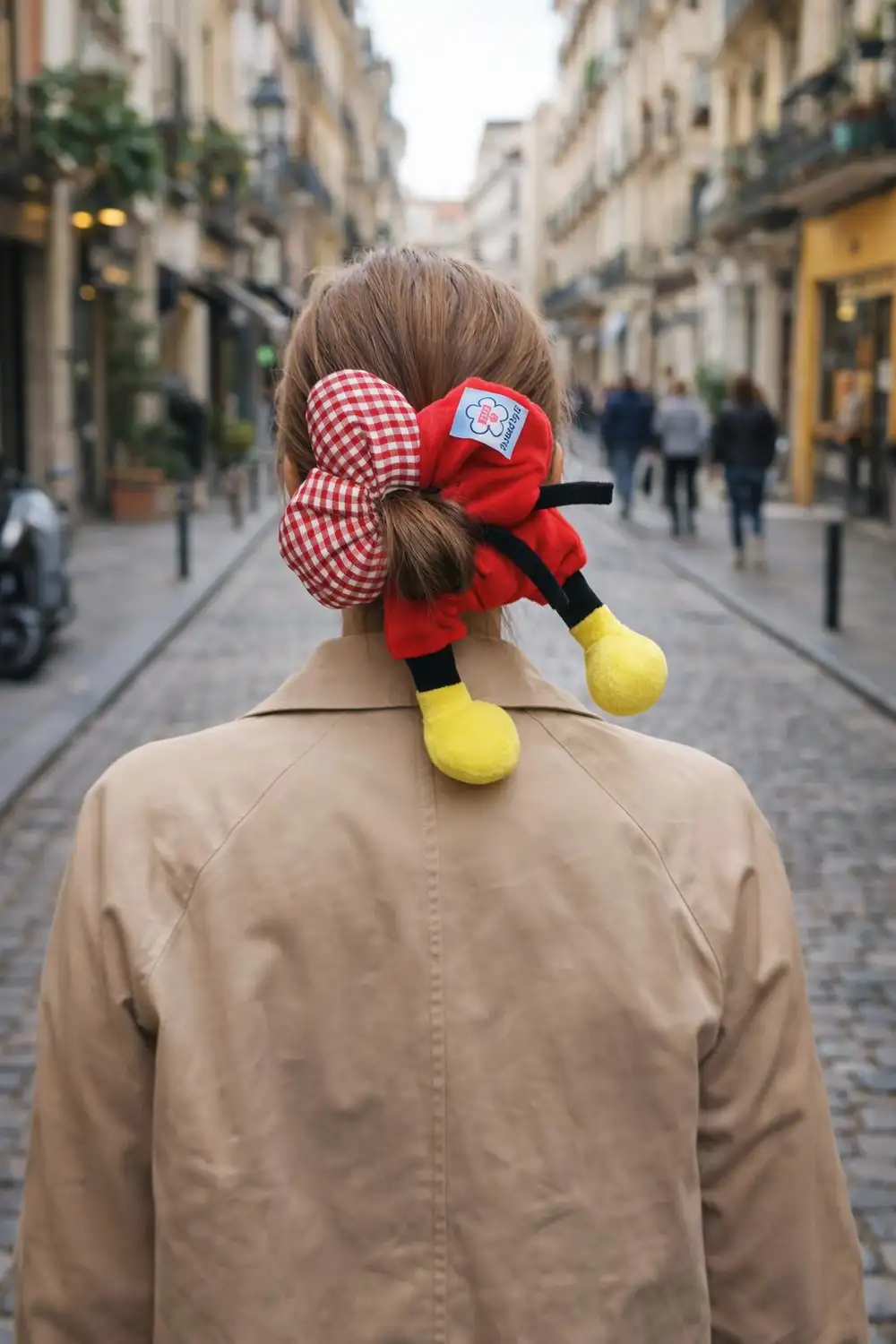 Bordo Miki Fare Detaylı Yeni Trend Pofuduk Pelüş Simit Saç Bağlama Tokası