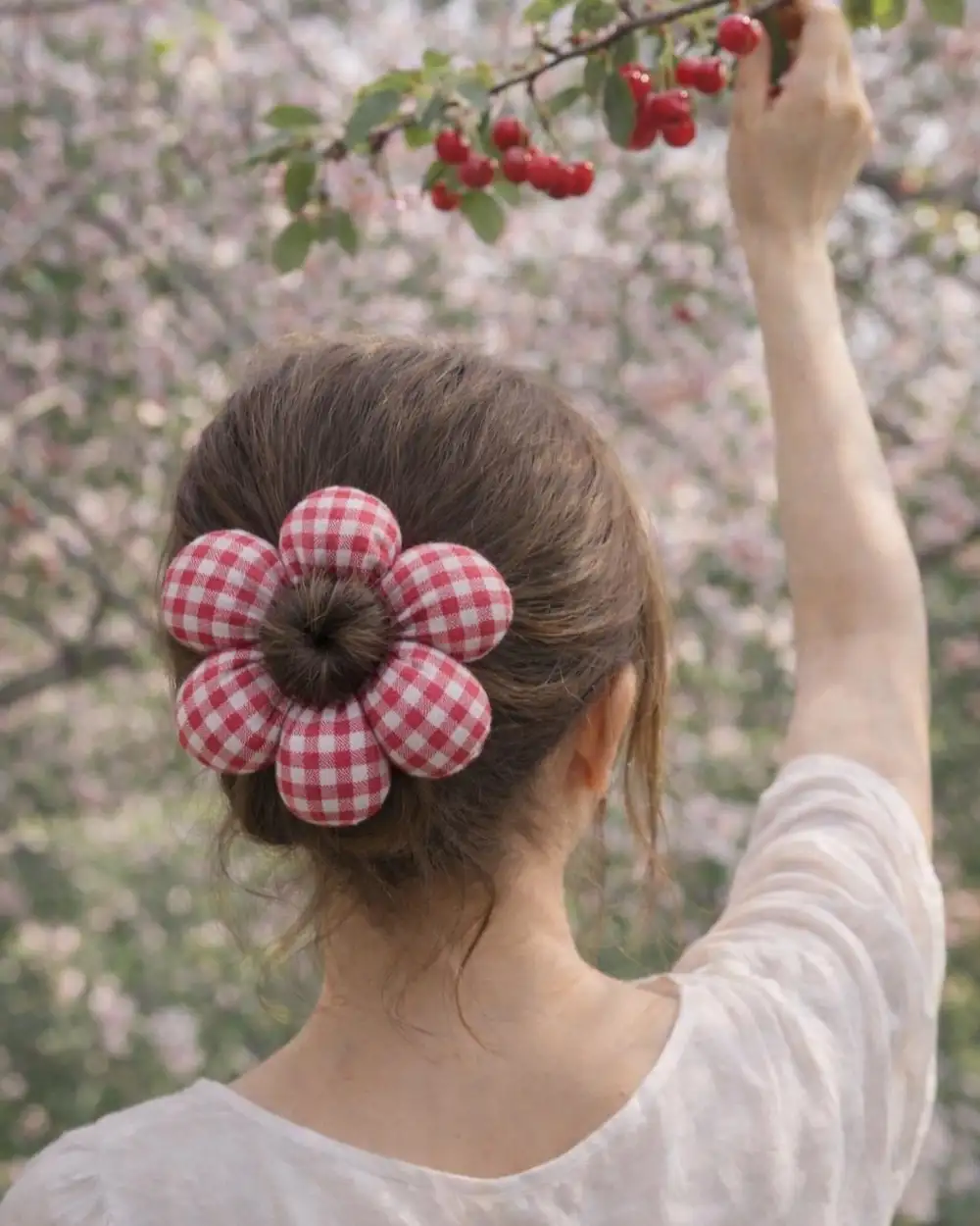 Pötikare Desenli Bordo Simit Toka Scrunchie