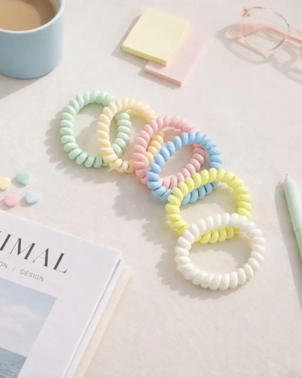 Pastel Renkler Yeni Moda Spiral Lastik Toka