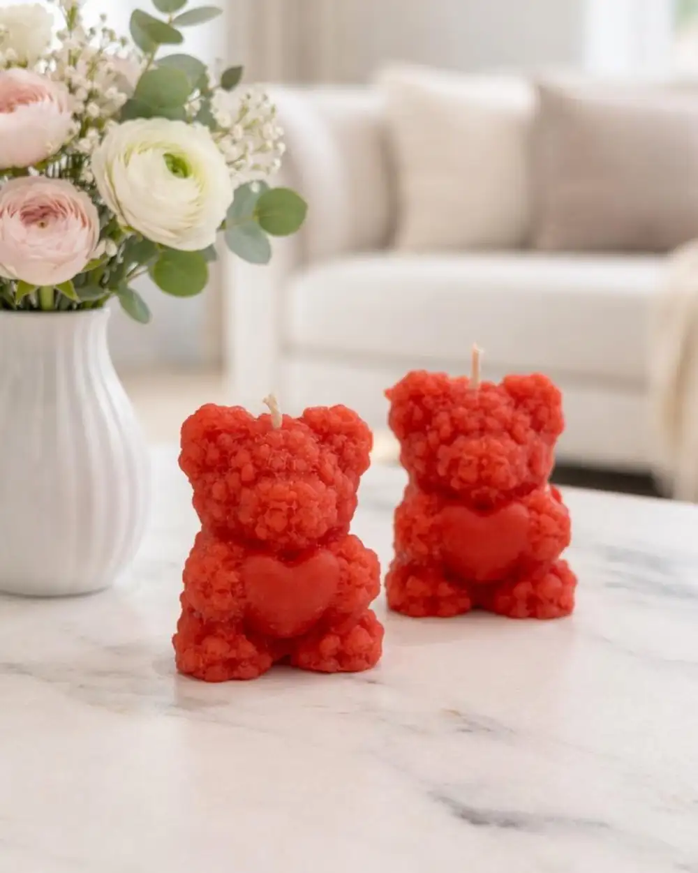 Teddy Ayıcıklı Kırmızı Mum