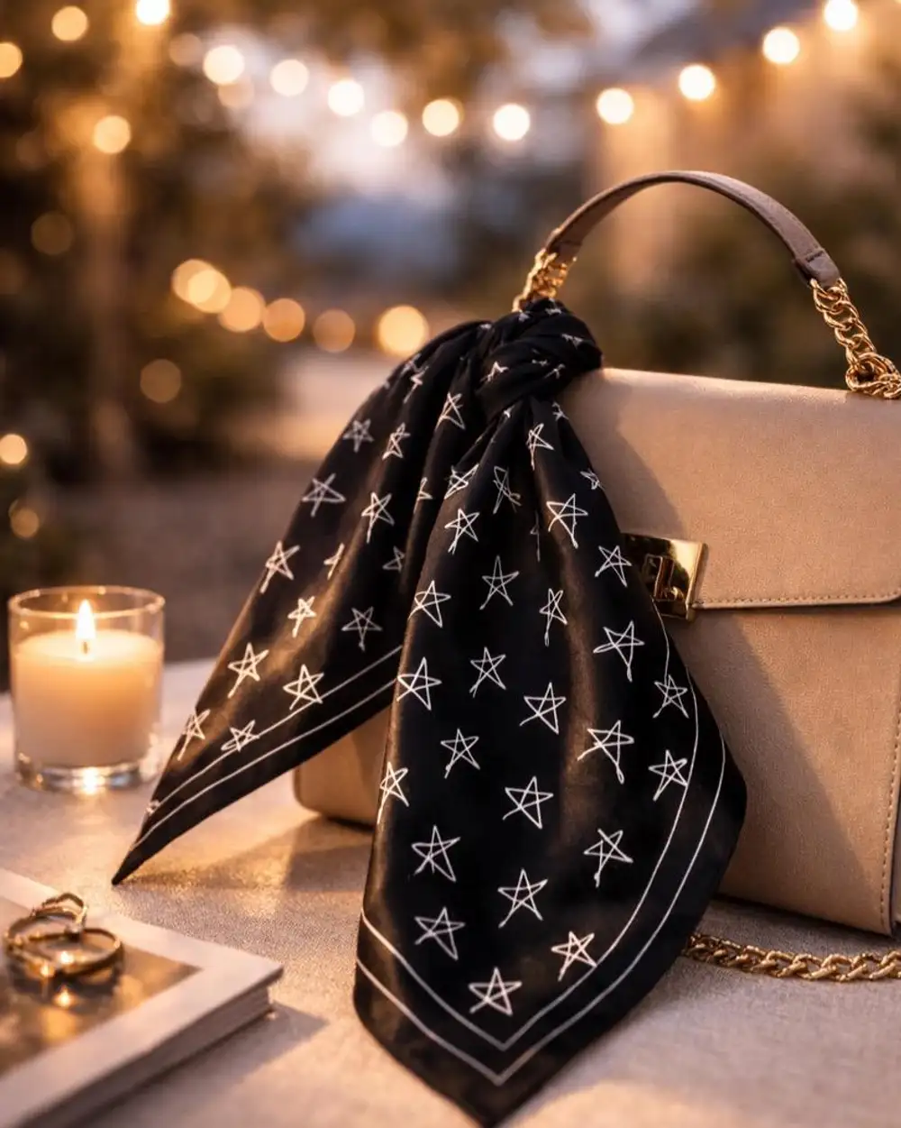 Yıldızın Parlasın Hediye Siyah Saten Fular