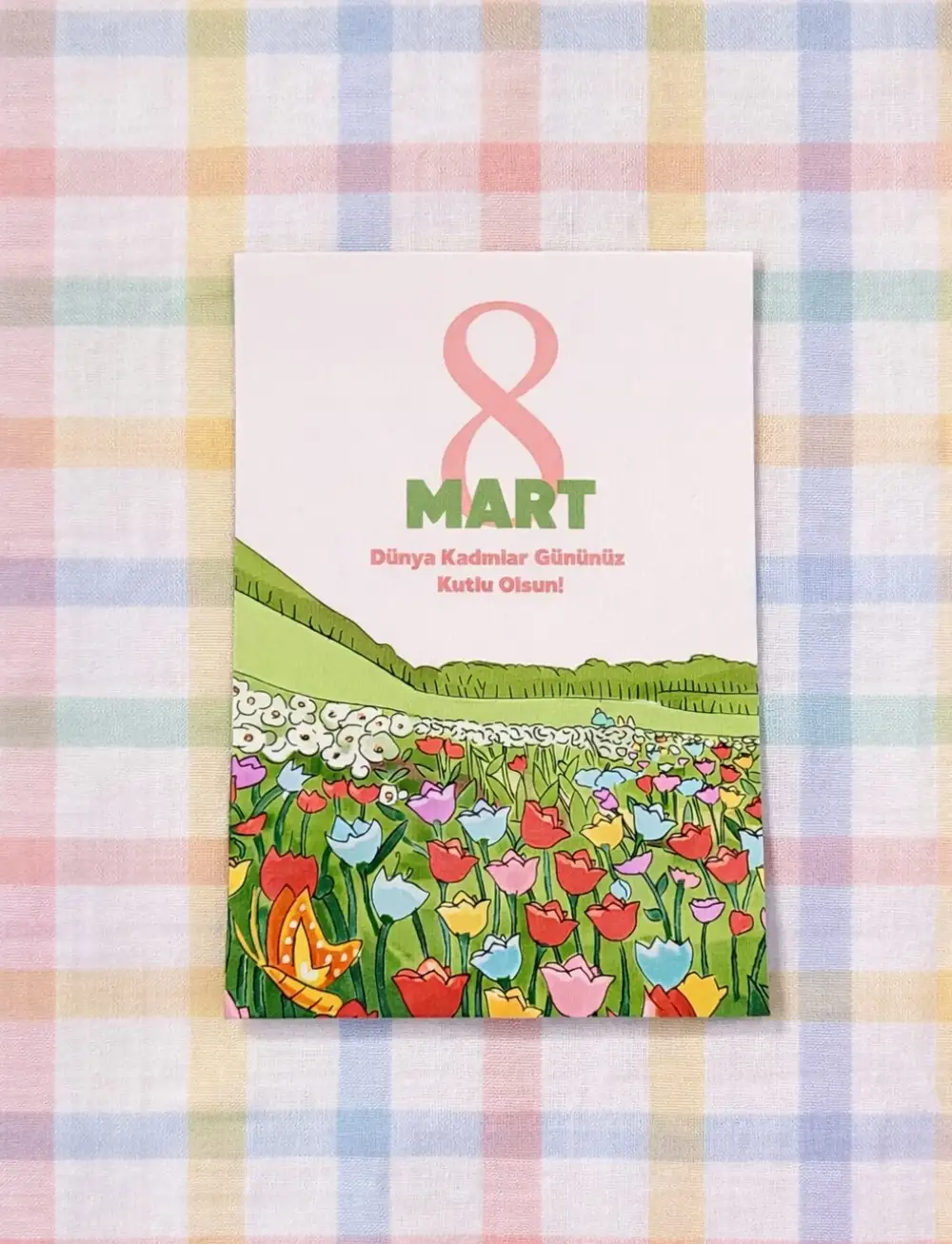 8 Mart Laleli Kadınlar Günü Kutlu Olsun Motto Kartı Kartpostal