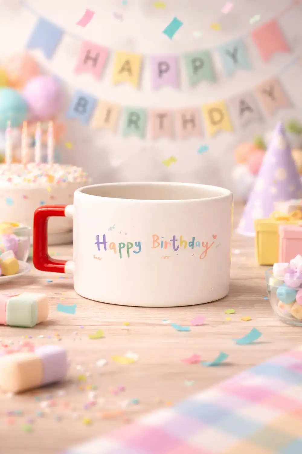 Happy Birthday Colorful Kupa Bardak