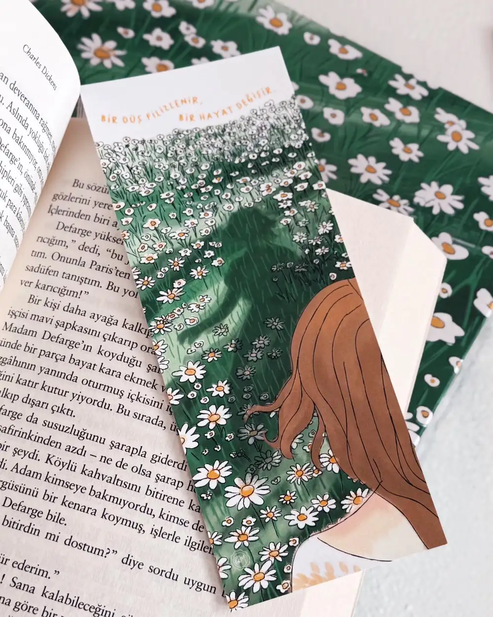 Papatyalı Düşler Kitap Ayracı