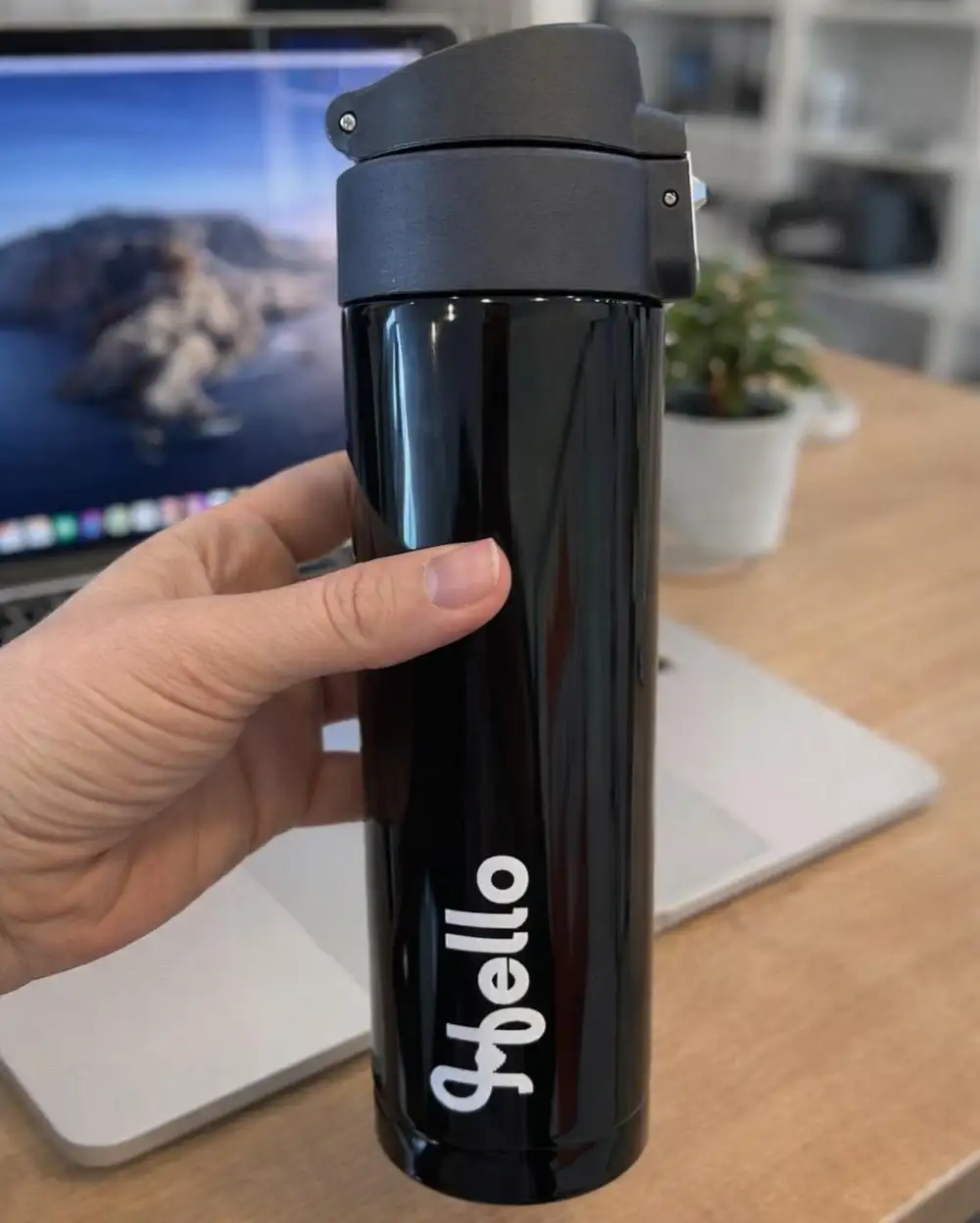 Hello Hands Siyah Paslanmaz Çelik Termos