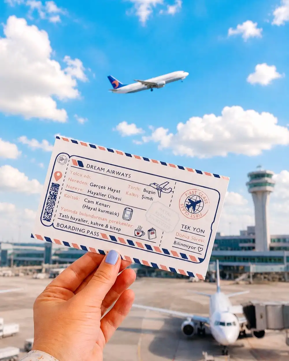 Uçuş Modu Dream Airways Motto Kartı Kartpostal