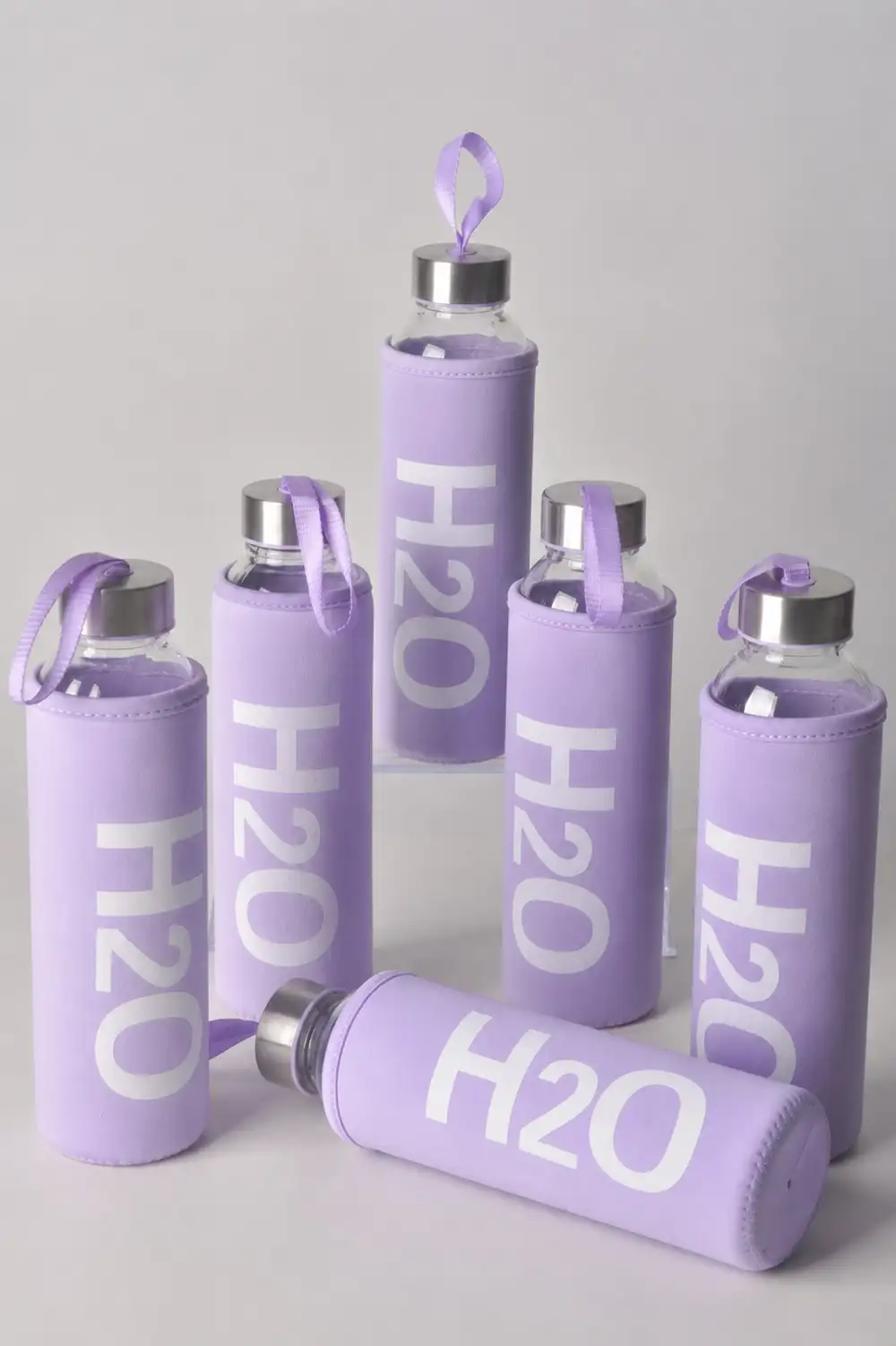 H2o Suluk Lila Kılıflı Cam Matara 500 ml