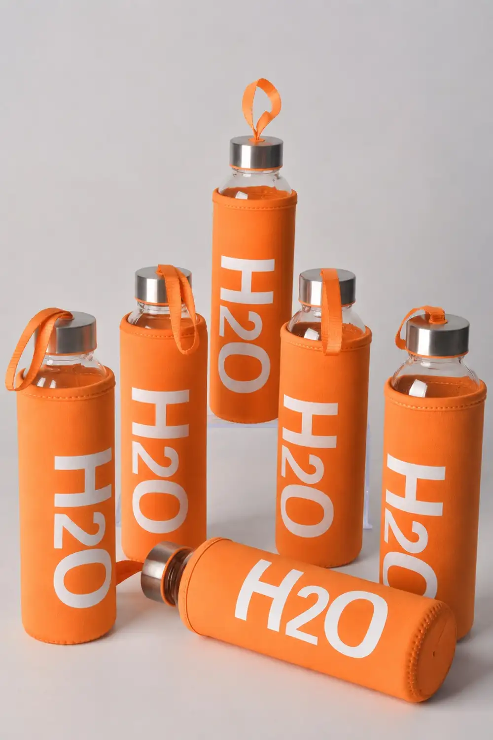 H2o Suluk Turuncu Kılıflı Cam Matara 500 ml