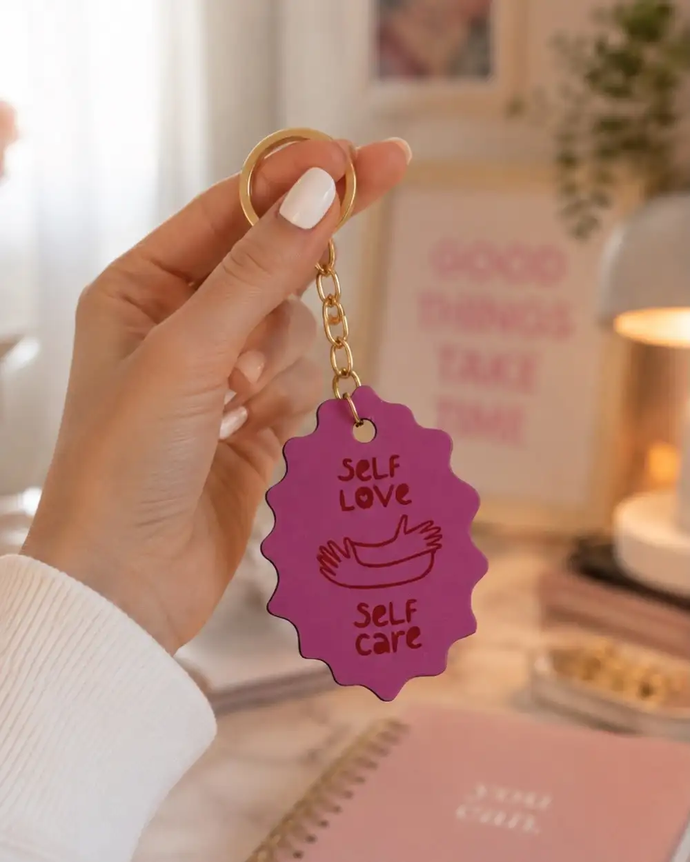 Self Love Pembe Hediyelik Anahtarlık