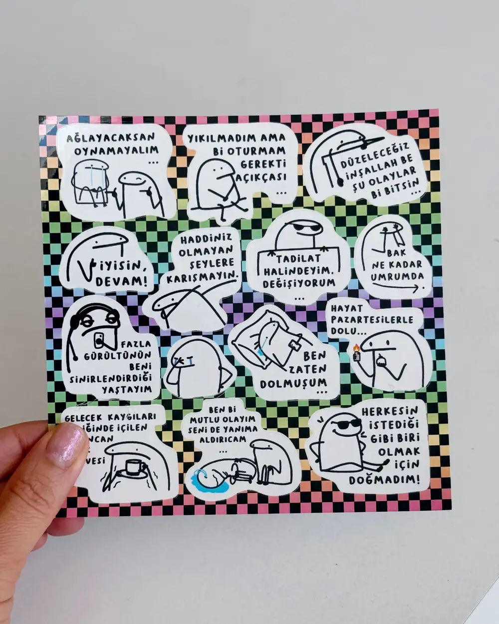 Komik Mottolu Sticker Serisi Kaygılı Bağlanma Sticker Pack
