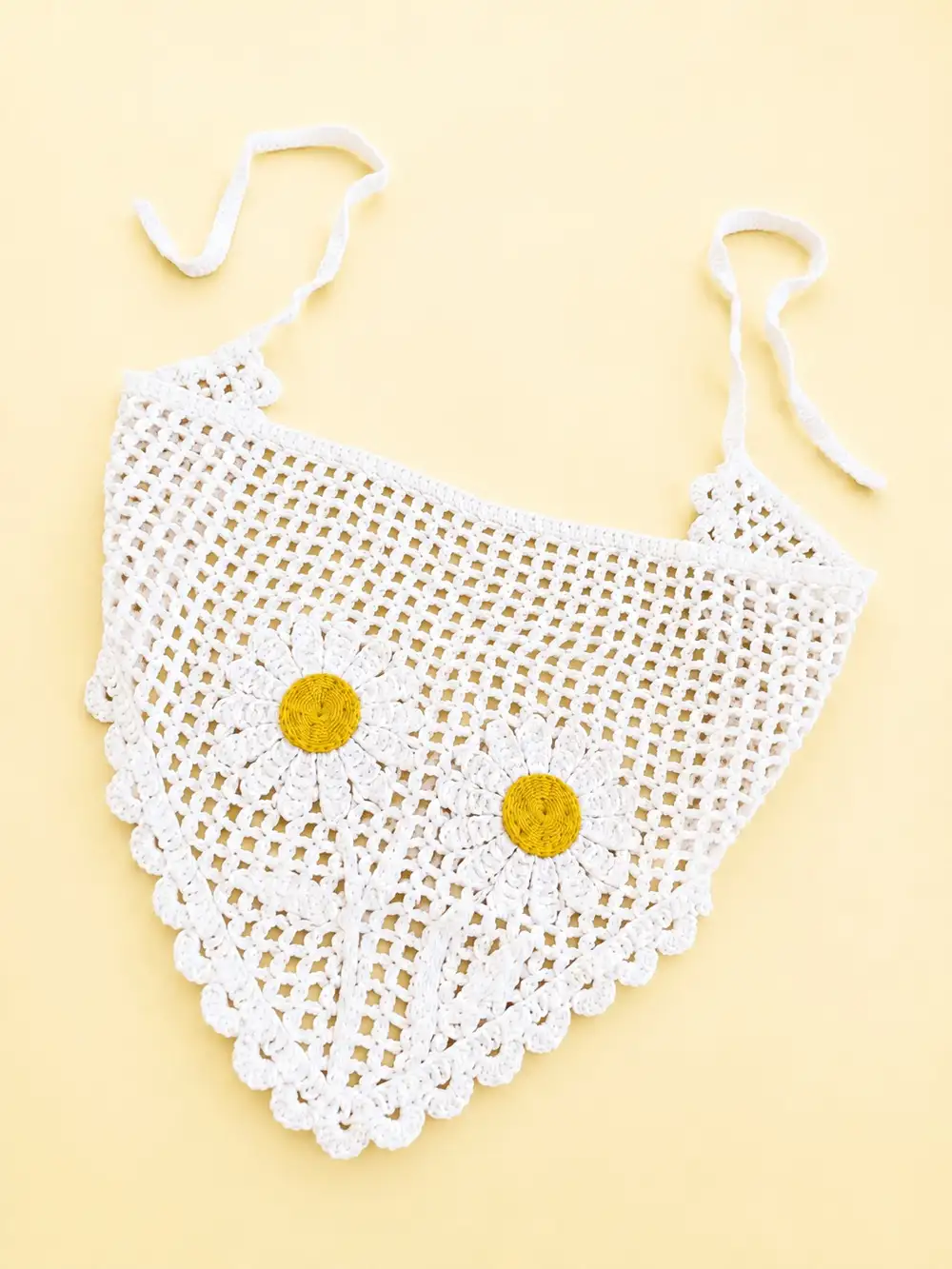 Papatyalı Örgü Üçgen Bandana