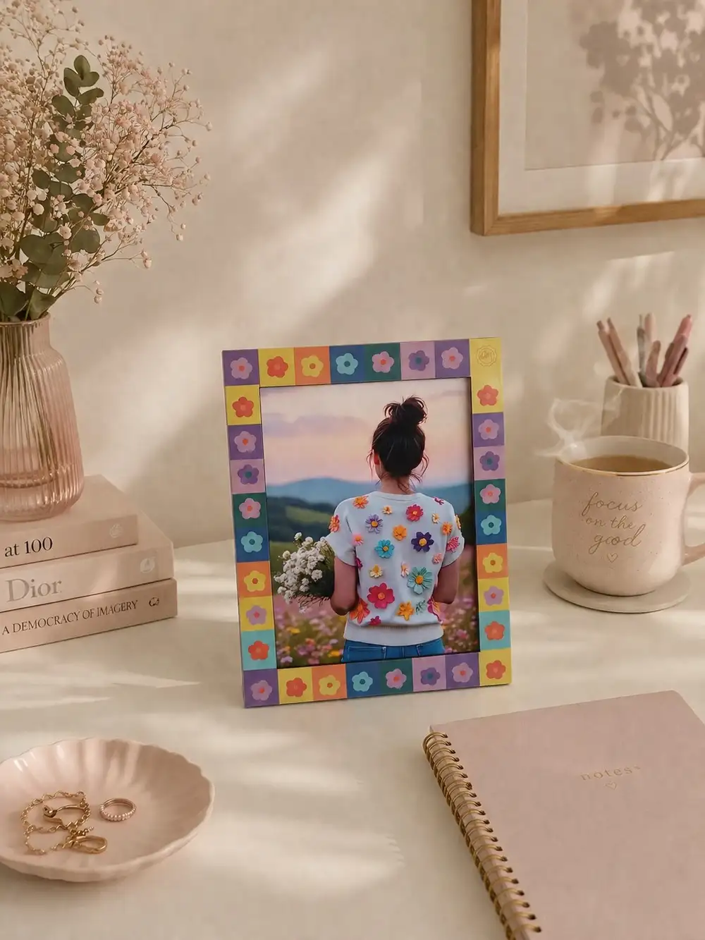 Daisy Renkli Dekoratif Çerçeve Ve Kişiye Özel Fotoğraf Baskısı