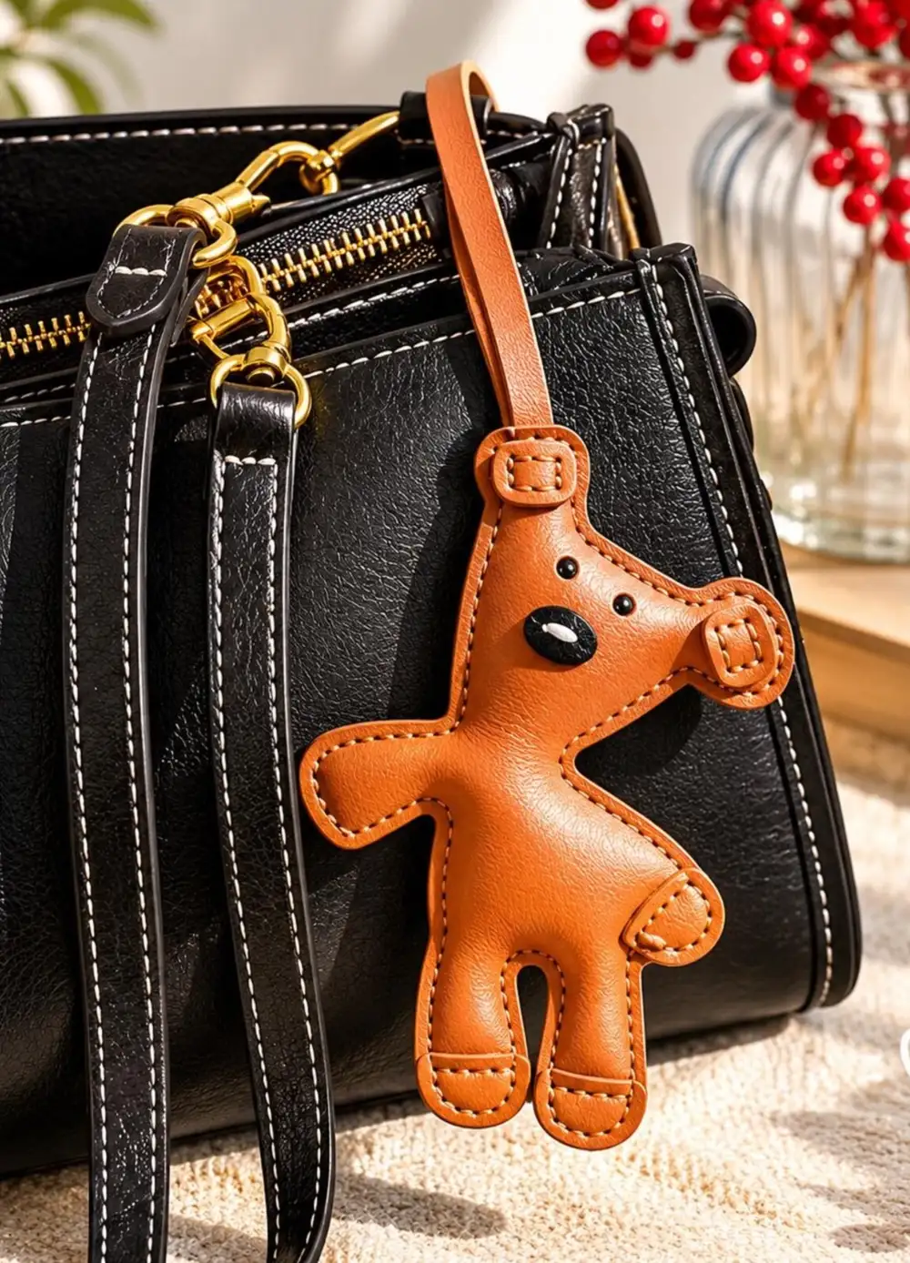 Kahverengi Taba Charm Çanta Ayıcık Anahtarlık