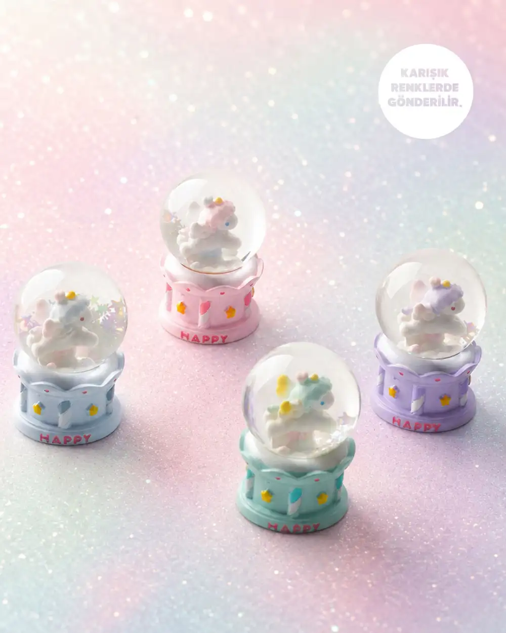 Happy Unicorn Mini Kar Küresi Işıklı