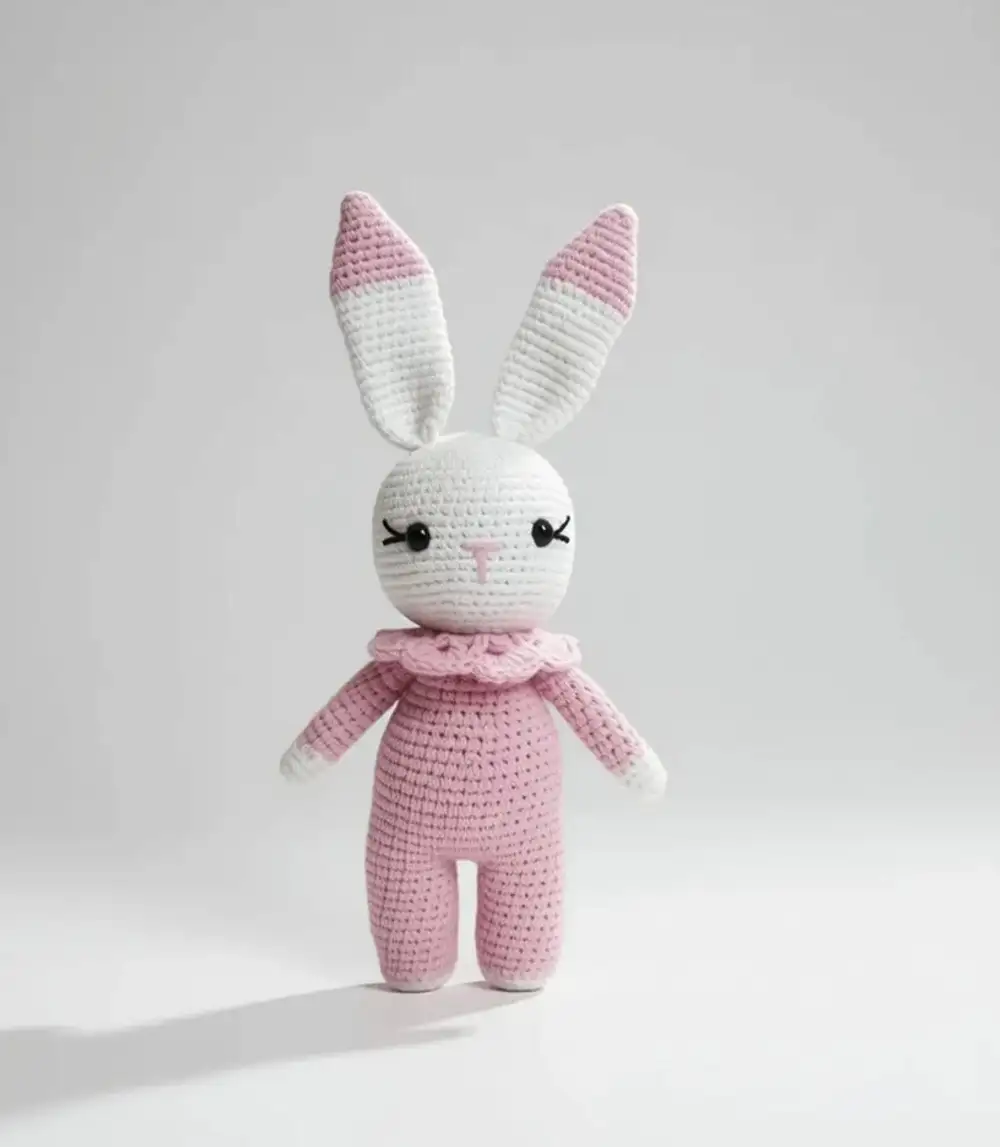 Amigurumi Sevimli Pembe Tavşan Örgü Oyuncak Uyku Arkadaşı