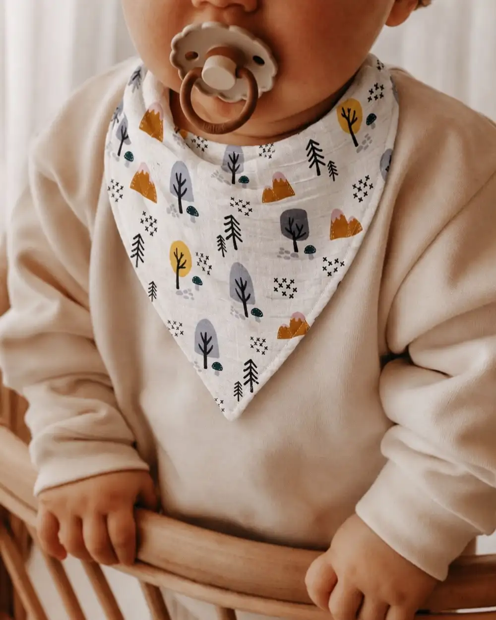%100 Organik Pamuk Müslin Çıtçıtlı Bebek Salya Önlük & Fular - Orman