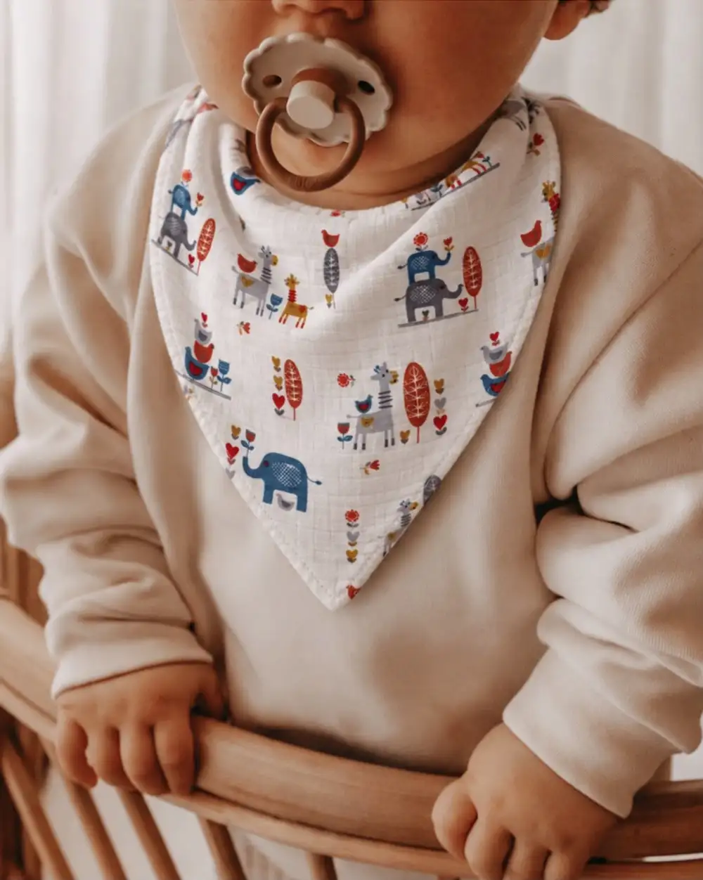 %100 Organik Pamuk Müslin Çıtçıtlı Bebek Salya Önlük & Fular - Hayvanlar