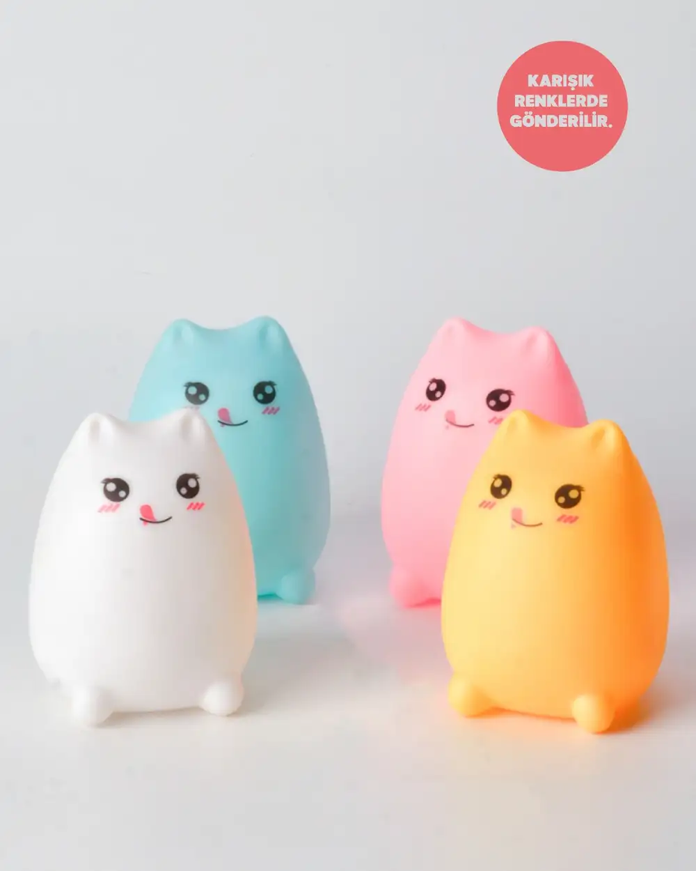 Silikon Led Işıklı Tombul Kedi Gece Lambası
