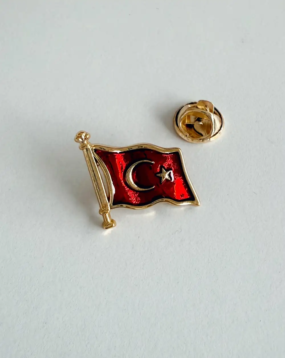 Türk Bayrağı Yaka Gold Rozet