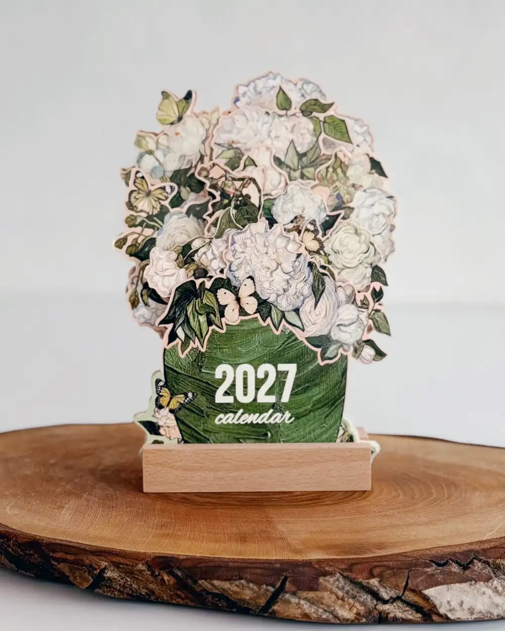 2027 Çiçekli Masa Takvimi Van Gogh Güller Vazoda Yeşil