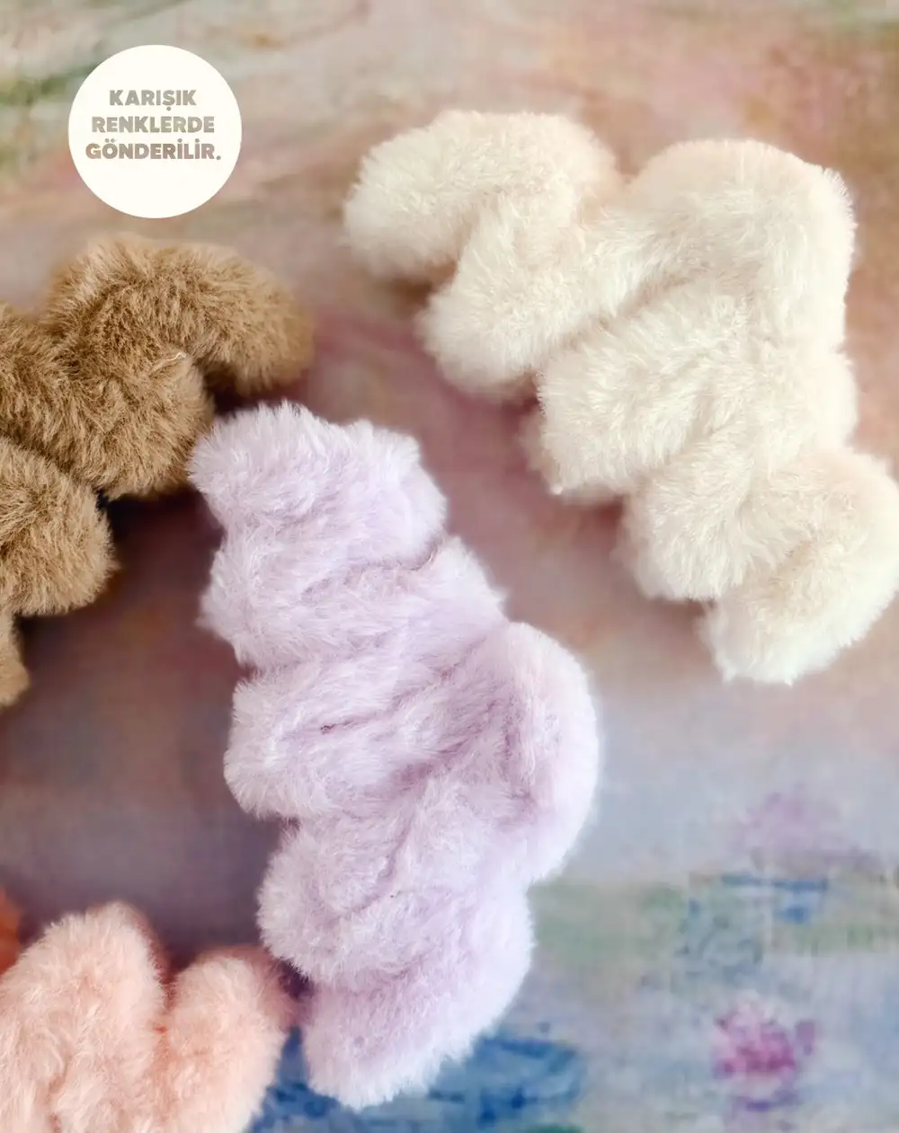 Peluş Yumuşak Tüylü Pastel Renkler Hediye Kıskaç Toka