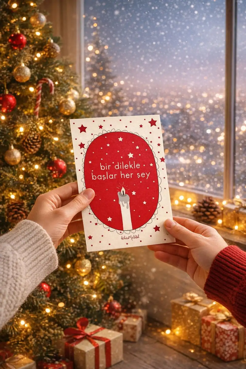 Bir Dilekle Başlar Her Şey Motto Kartı Kartpostal