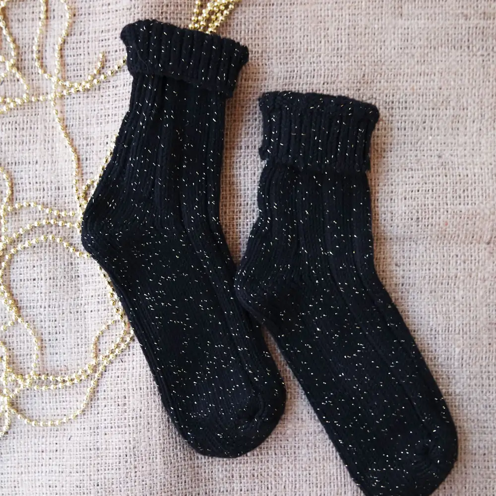 Gold Simli Siyah Kadın Çorap