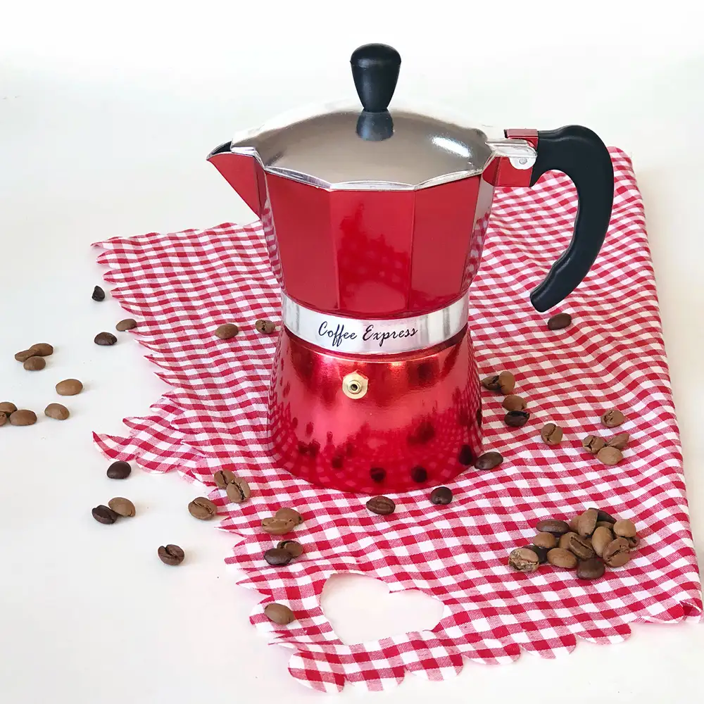 Metalik Kırmızı Moka Pot Espresso Kahve Makinesi
