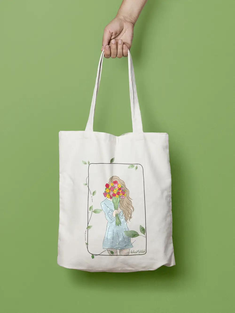 Çiçekli Bikutumutluluk Kızı bez çanta