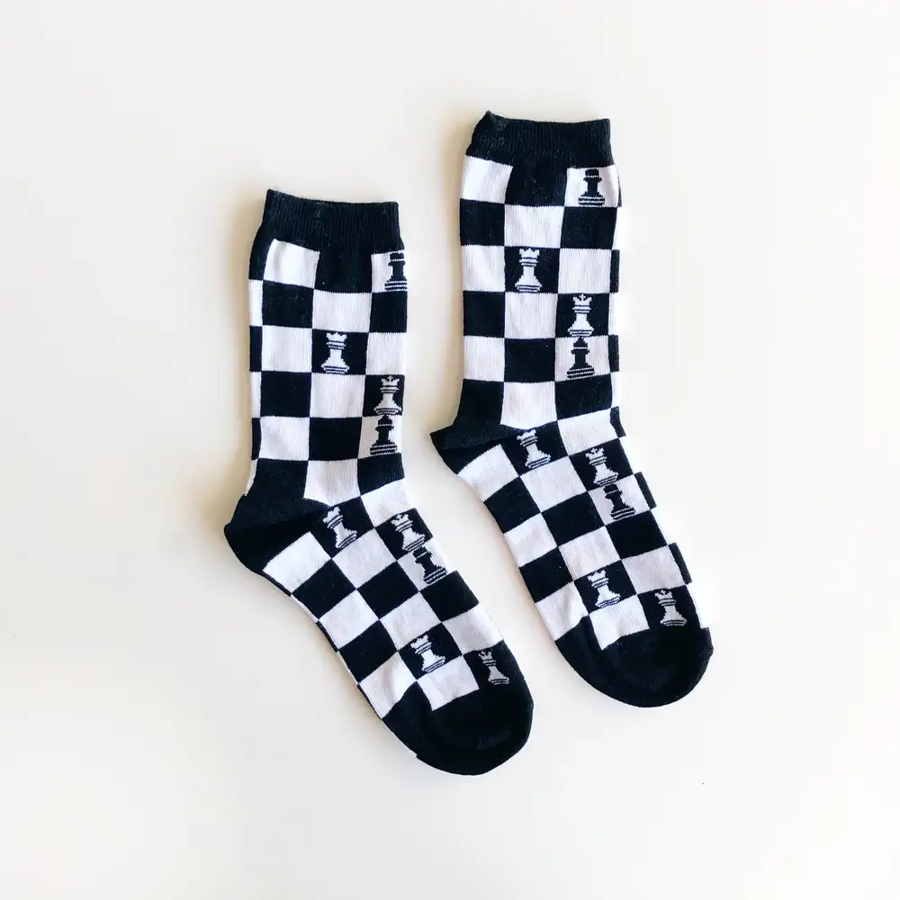 Çorap N014 Siyah beyaz Satranç çorap